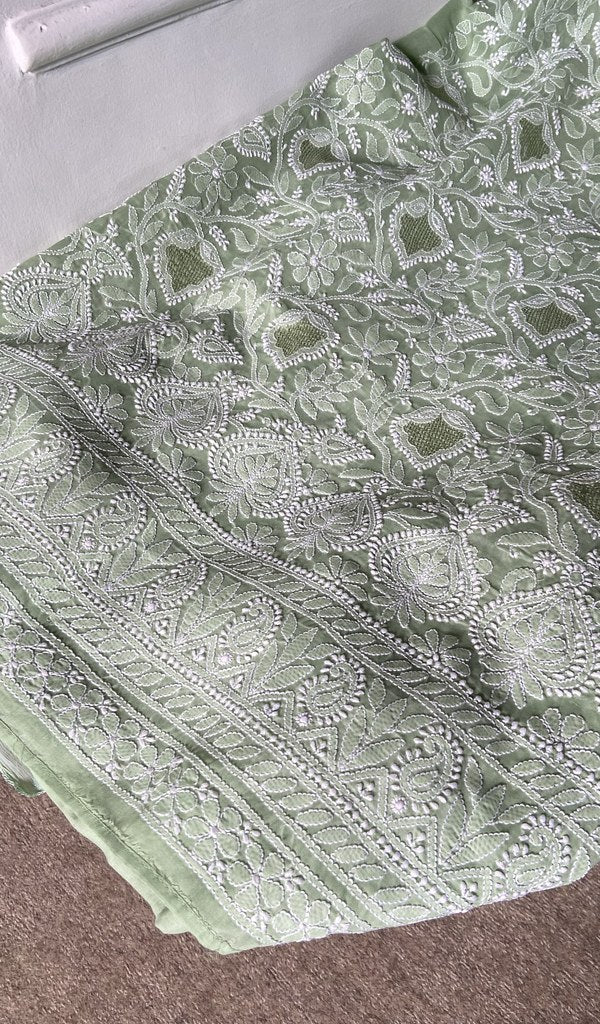 Reem — Sage Cotton Chikankari 3 Pc Unstitched Suit Set