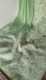 Gala and front placket, fine jaaldar chikankari with haath ki jaali