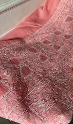 Gala and front placket, fine jaaldar chikankari with haath ki jaali