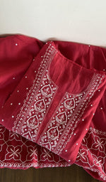 Folded red mul chanderi kurta, second view