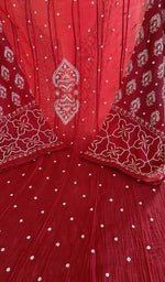 Close view of the red kurta fabric