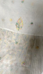 Load image into Gallery viewer, dupatta chikankari detail, white pure mul chanderi