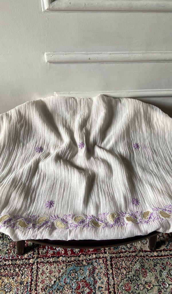 white pure mul chanderi, full piece laid out