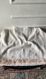 Load image into Gallery viewer, white pure mul chanderi, full piece laid out