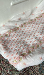 Load image into Gallery viewer, gala and front chikankari on white pure mul chanderi