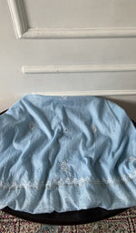 Load image into Gallery viewer, light blue pure mul chanderi, full piece laid out