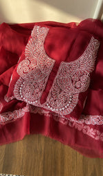 Folded maroon faux georgette kurta, second view