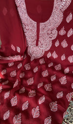 Chikankari worked by hand on faux georgette