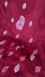 Close view of the maroon kurta fabric