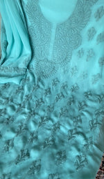 Chikankari worked by hand on faux georgette