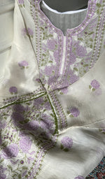 Load image into Gallery viewer, Close view of the chikankari on the white kurta