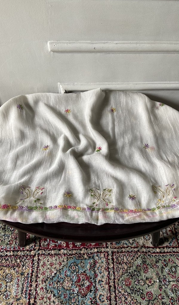 cream pure mul chanderi, full piece laid out