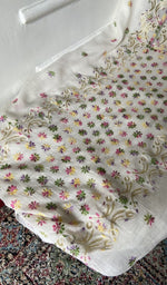 Load image into Gallery viewer, gala and front chikankari on cream pure mul chanderi