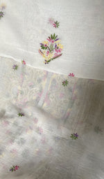 Load image into Gallery viewer, dupatta chikankari detail, cream pure mul chanderi