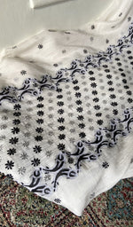 Load image into Gallery viewer, gala and front chikankari on white pure mul chanderi