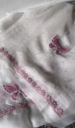 Load image into Gallery viewer, border and hem work on white pure organza silk