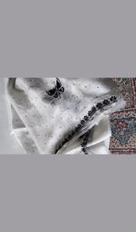 Load image into Gallery viewer, border and hem work on white pure organza silk