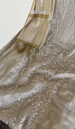 Close look at the fine chikankari on the panel, along with beads