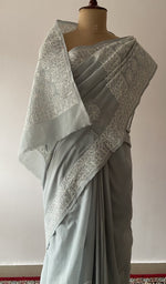 fine chikankari across the drape