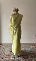 Rimsha — Green Pure Mul Chanderi Chikankari Saree