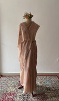 Rimsha — Beige Pure Mul Chanderi Chikankari Saree