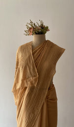 Fine chikankari on border pallu and allover across the pallu