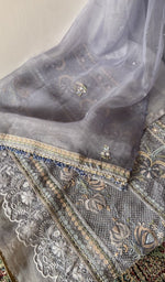 Gala and front placket, fine ek and do taar multicolour chikankari