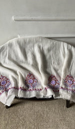 fabric laid out, off white pure mul chanderi