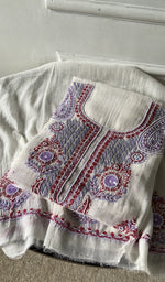 jaali and motif detail, off white pure mul chanderi