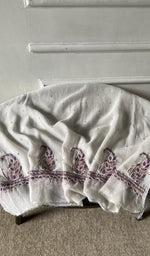 fabric laid out, off white pure mul chanderi