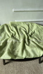 bottom laid out, green pure mul chanderi