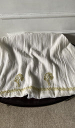 fabric laid out, off white pure mul chanderi