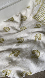 gala and front panel, fine coloured chikankari with unique motifs