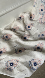 gala and front panel, fine coloured chikankari with unique motifs