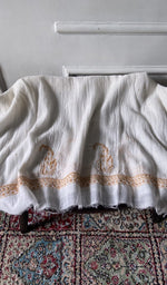 Load image into Gallery viewer, white pure mul chanderi, full piece laid out