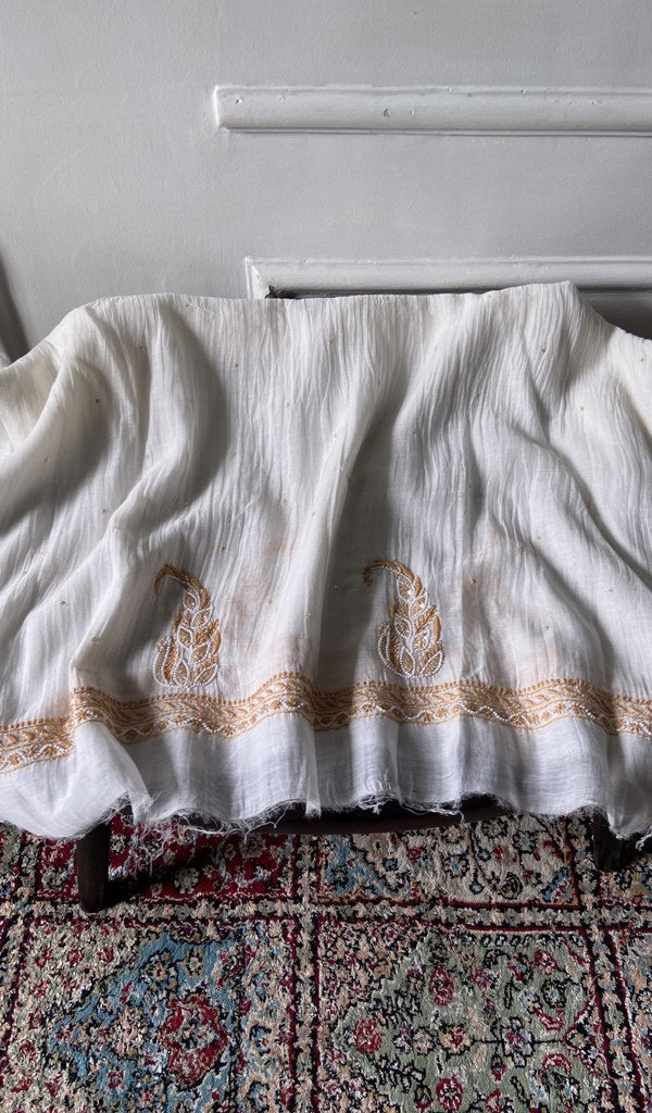 white pure mul chanderi, full piece laid out