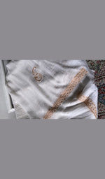 Load image into Gallery viewer, border and hem work on white pure mul chanderi