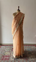 Zaira — Peach Chanderi Cotton Chikankari Saree