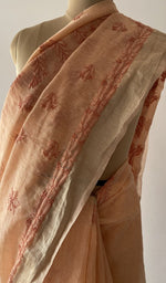 Fine chikankari on border and pallu across the pallu