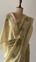 Zaira — Green Chanderi Cotton Chikankari Saree
