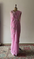 Elaf — Mauve Pink Faux Georgette Chikankari Saree