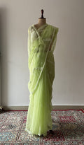 Elaf — Green Faux Georgette Chikankari Saree