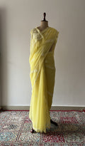 Elaf — Yellow Faux Georgette Chikankari Saree