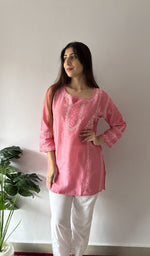 Chikankari stitches in close up
