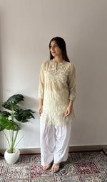 Chikankari stitches in close up