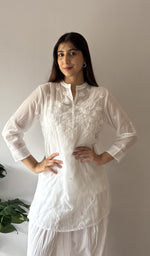 Chikankari stitches in close up