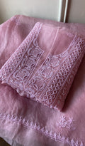 Afeera — Mauve Pink Pure Organza Silk Chikankari 2 Pc Unstitched Suit Set