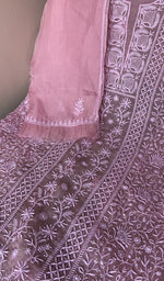 Extremely fine do taar jaaldar chikankari on the mauve pink organza silk