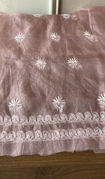 Thread work on the dusty pink organza silk