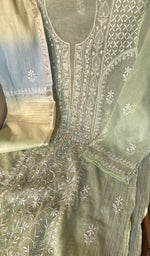 Chikankari worked by hand on mul chanderi
